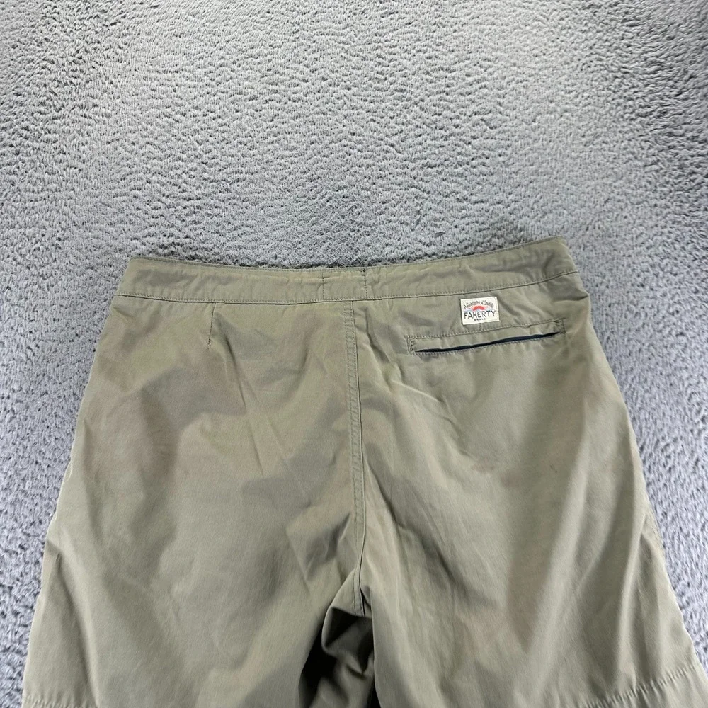 Faherty All Day Shorts Men 35‎ Green Polyester Chino Outdoor Drawstring Beach